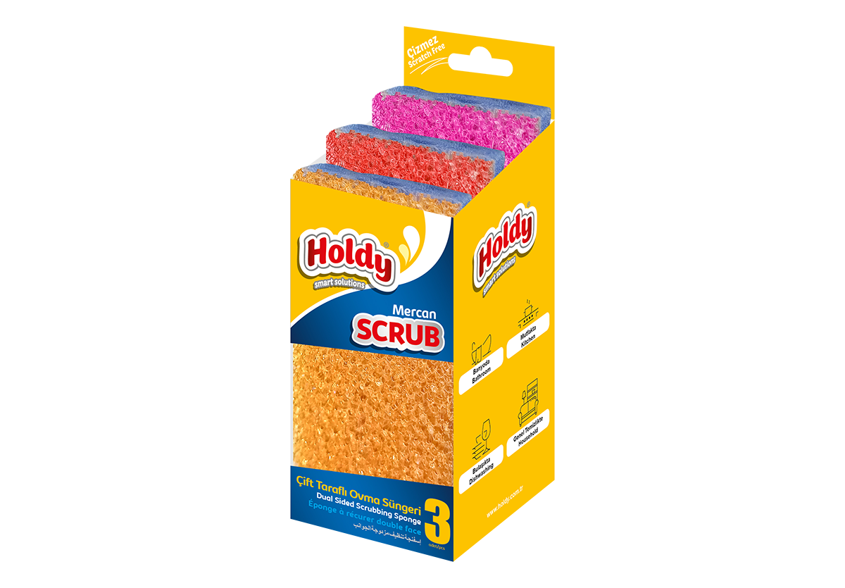 Scrub Mercan Çift Taraflı Ovma Süngeri